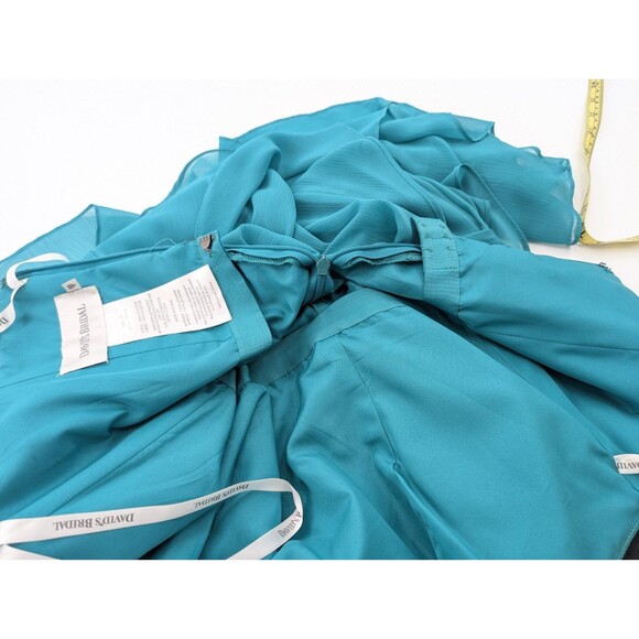 Davids Bridal Aqua Turquoise Strapless Chiffon Bridesmaid Dress F14169 Size 10 - Picture 5 of 8